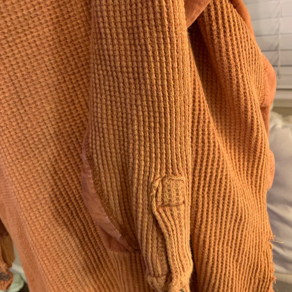 Oli & Hali Burnt Orange Waffle Knit Thermal Shacket M/L - Picture 8 of 10